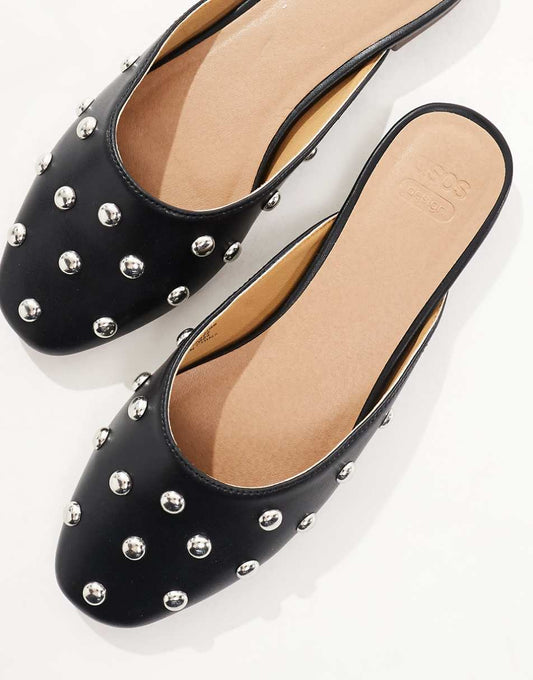 ASOS DESIGN Lucia studded mules in black