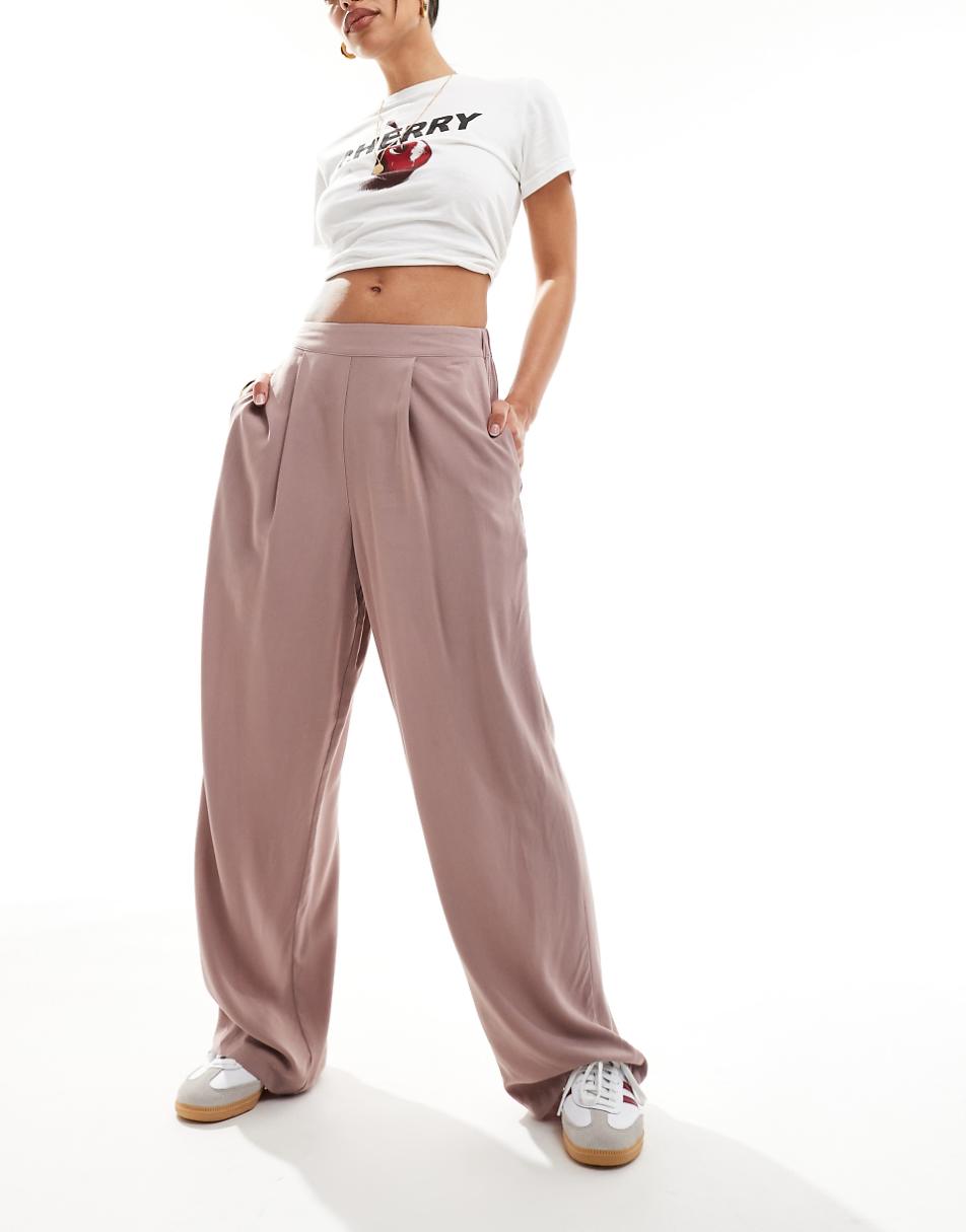 ASOS DESIGN relaxed pull on pants in mink