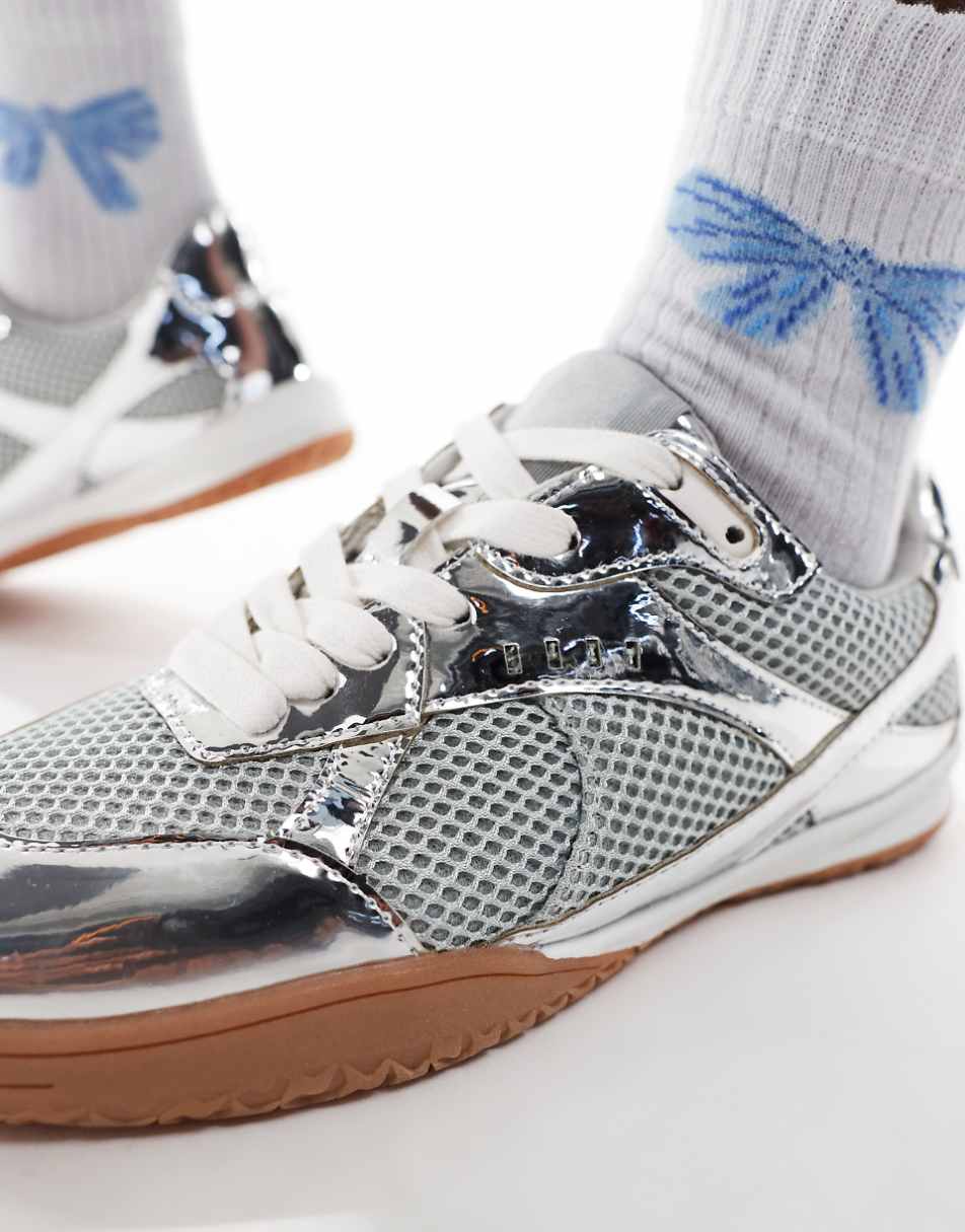 ASOS DESIGN Downtime soccer style sneakers in silver