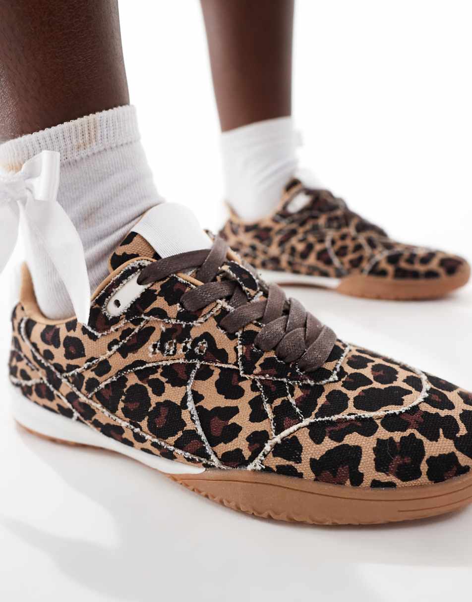 ASOS DESIGN Downtime football style sneakers in leopard