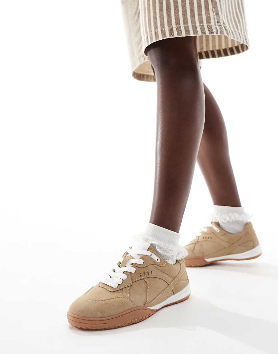 ASOS DESIGN Downtime soccer style sneakers in beige