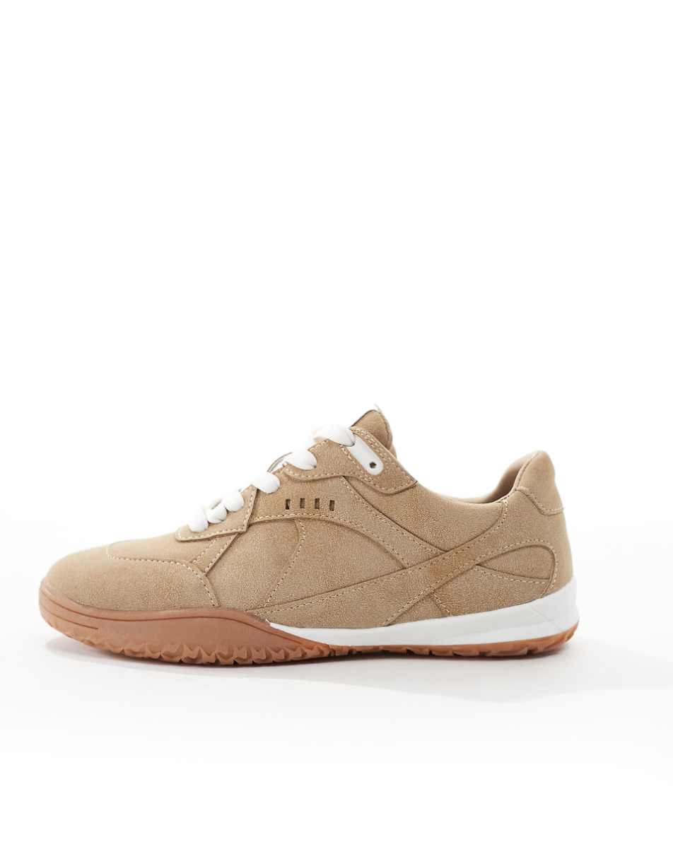 ASOS DESIGN Downtime soccer style sneakers in beige