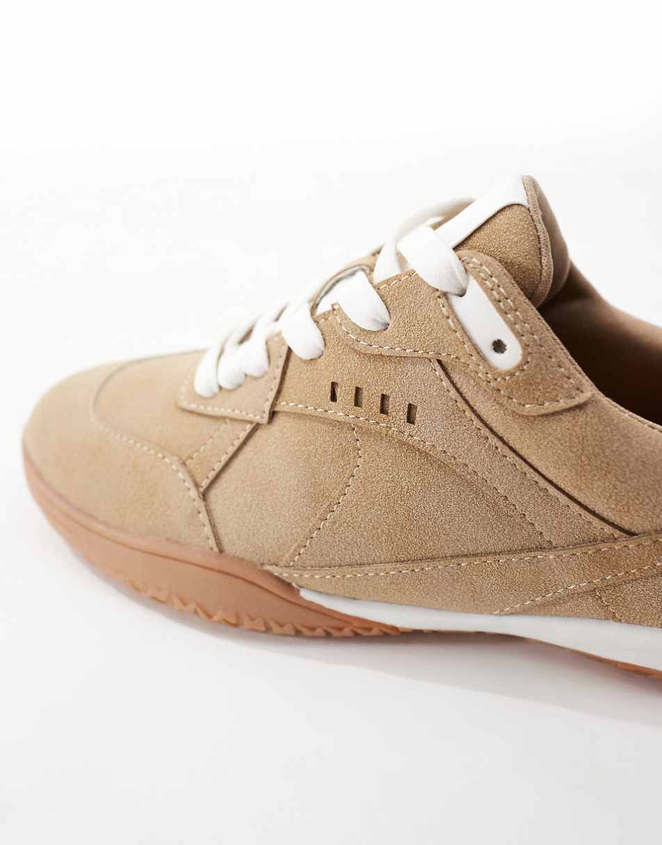 ASOS DESIGN Downtime soccer style sneakers in beige