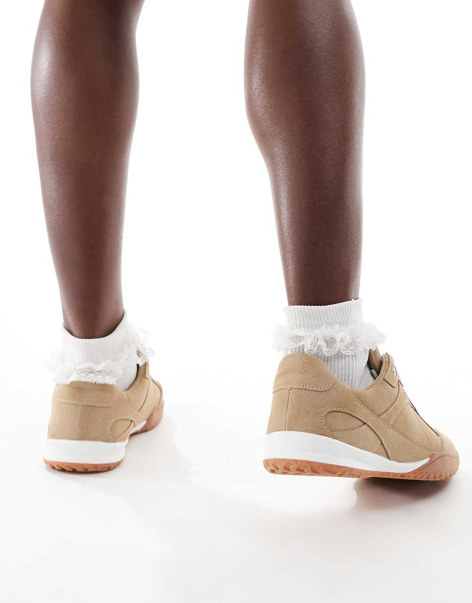 ASOS DESIGN Downtime soccer style sneakers in beige