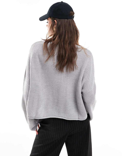 Miss Selfridge slouchy sweater in heather gray