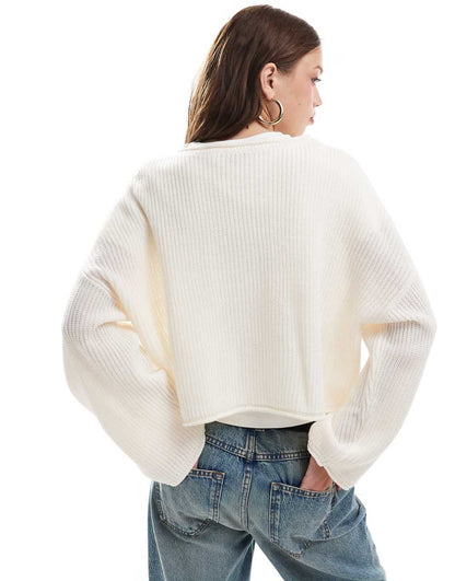 Miss Selfridge slouchy sweater in cream