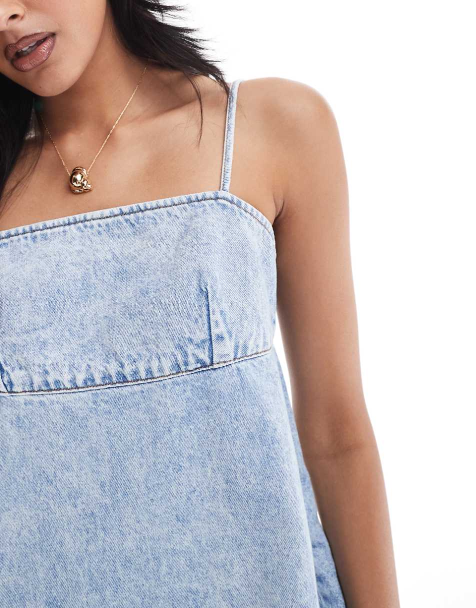 ASOS DESIGN denim cami mini dress in bleach wash