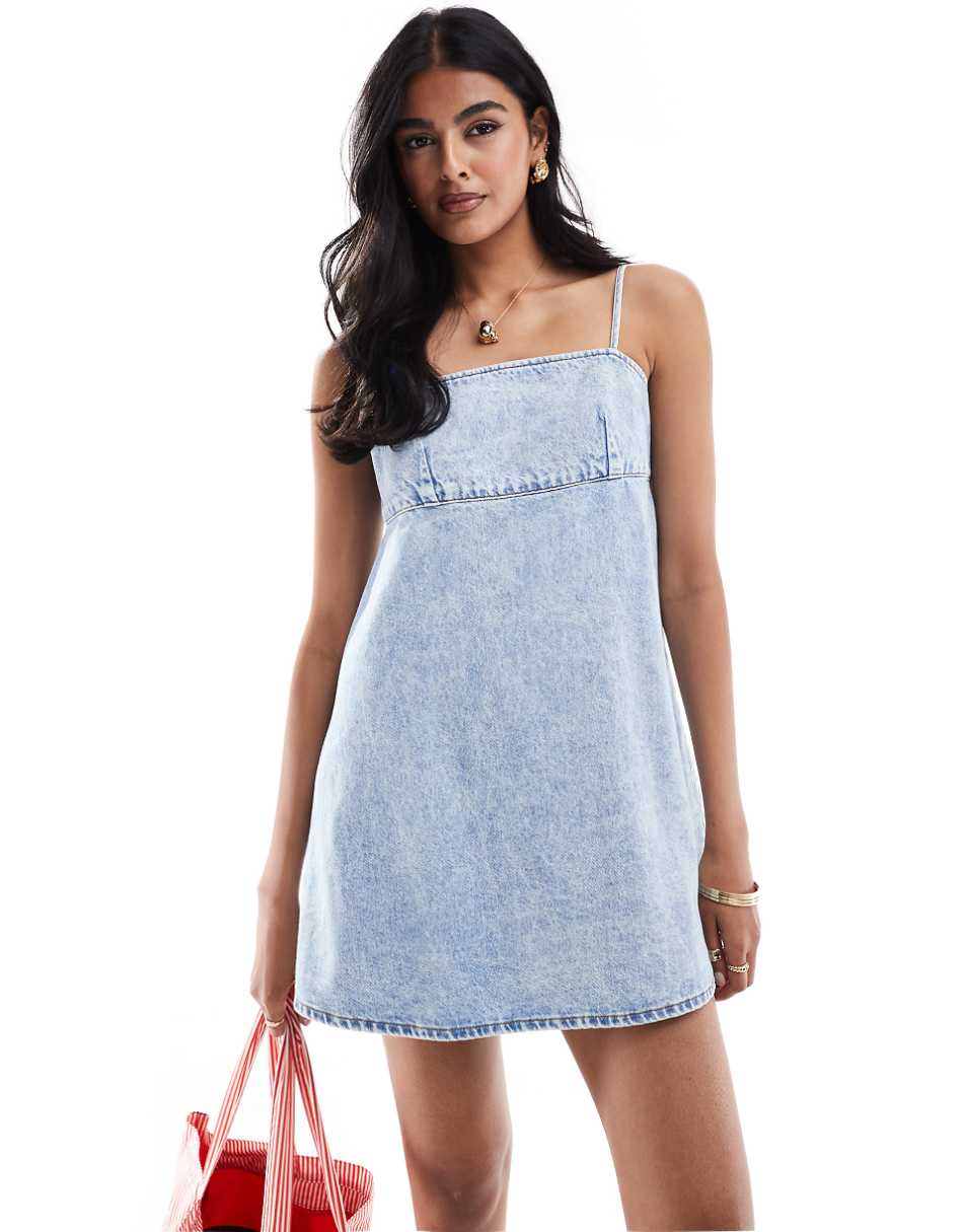 ASOS DESIGN denim cami mini dress in bleach wash