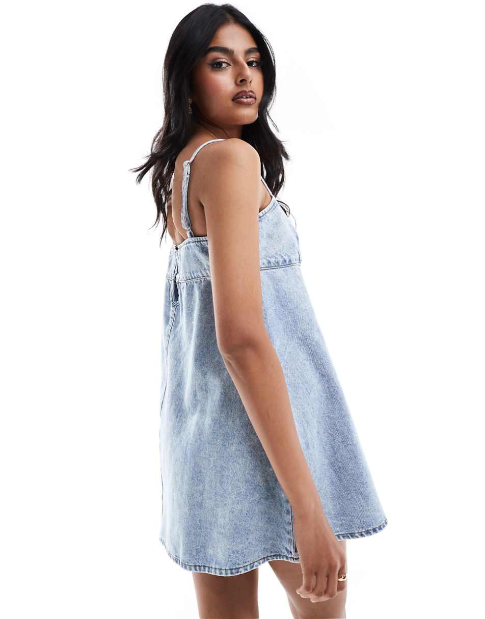 ASOS DESIGN denim cami mini dress in bleach wash