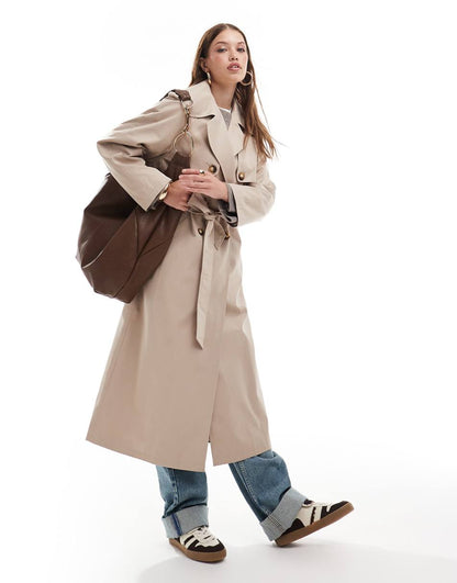 Miss Selfridge traditional oversized trench coat in stone