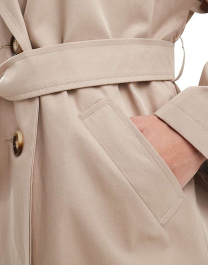 Miss Selfridge traditional oversized trench coat in stone