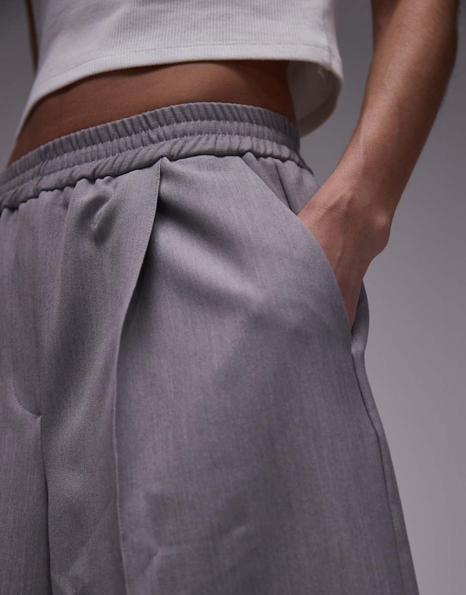 Topshop longline tailored sweatpants shorts in gray