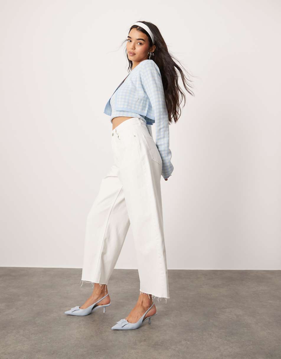 ASOS DESIGN barrel leg jeans with cinched waist in ecru