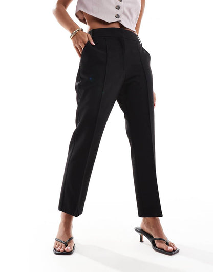 ASOS DESIGN Petite tailored high waist cropped pants in black