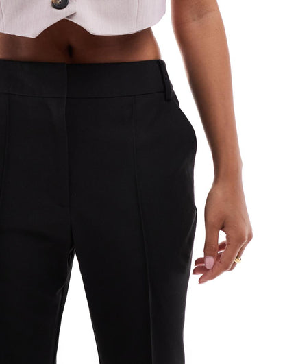 ASOS DESIGN Petite tailored high waist cropped pants in black