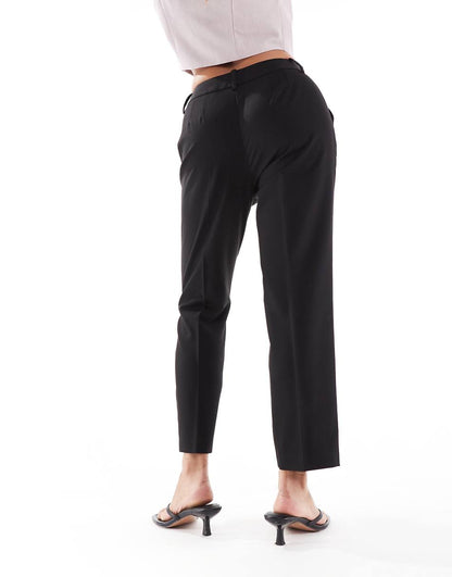 ASOS DESIGN Petite tailored high waist cropped pants in black