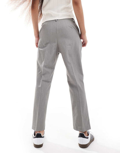 ASOS DESIGN Petite tailored high waist cropped pants in gray