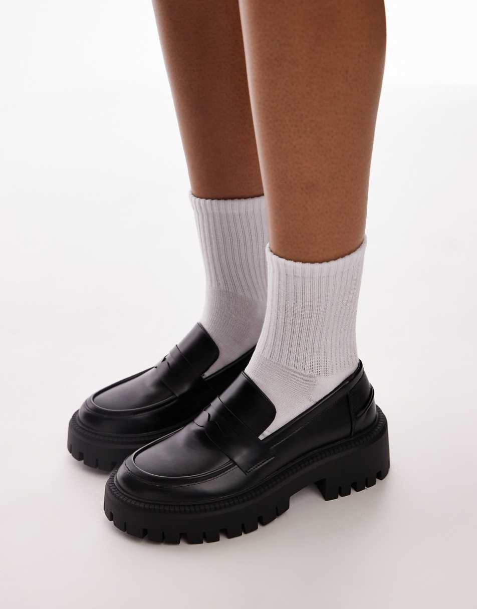 Topshop Cherrie chunky loafers in black