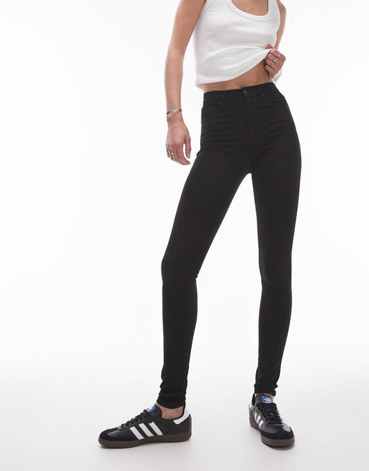 Topshop Tall Jamie high rise jeans in black