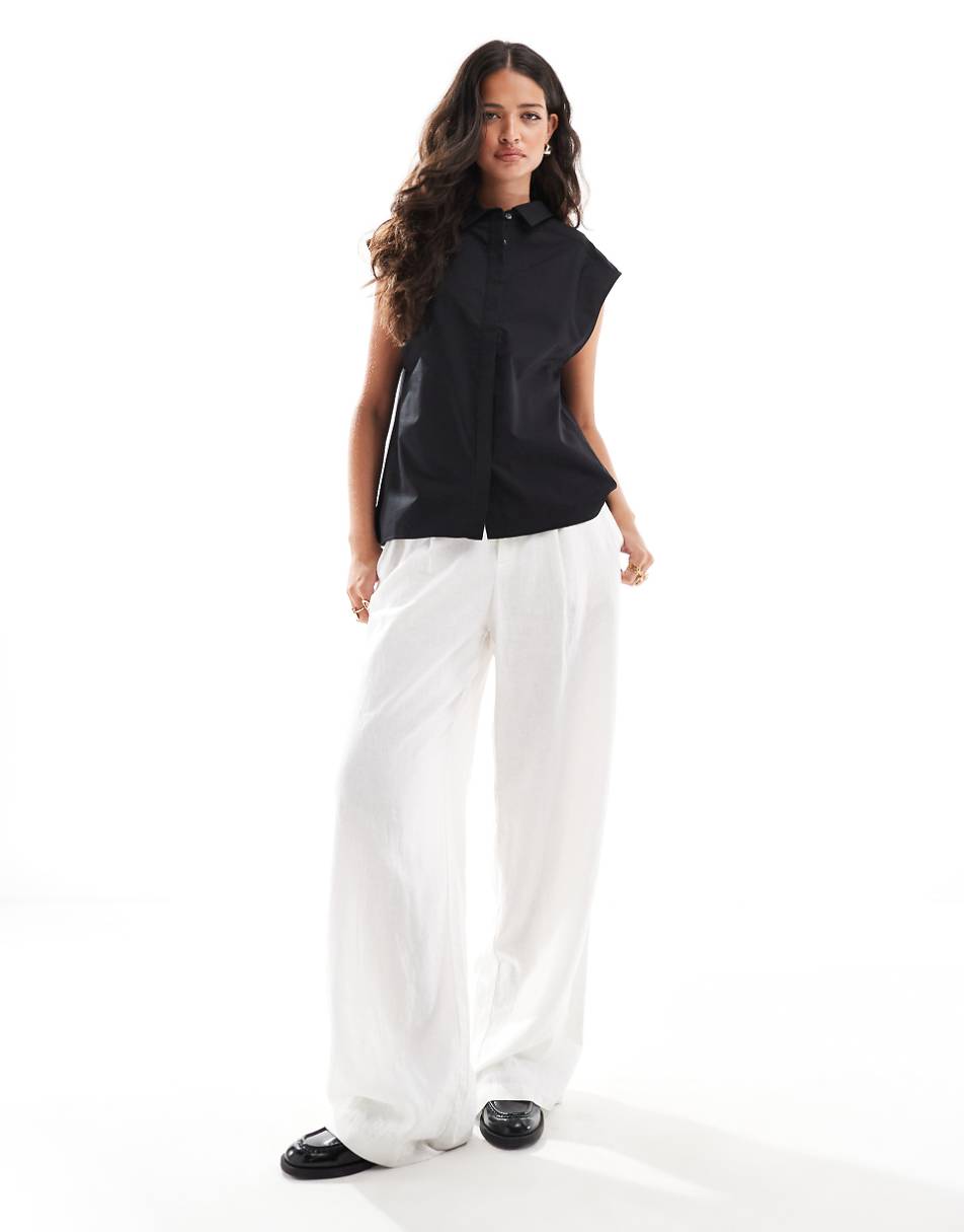 ASOS DESIGN sleeveless shirt in black