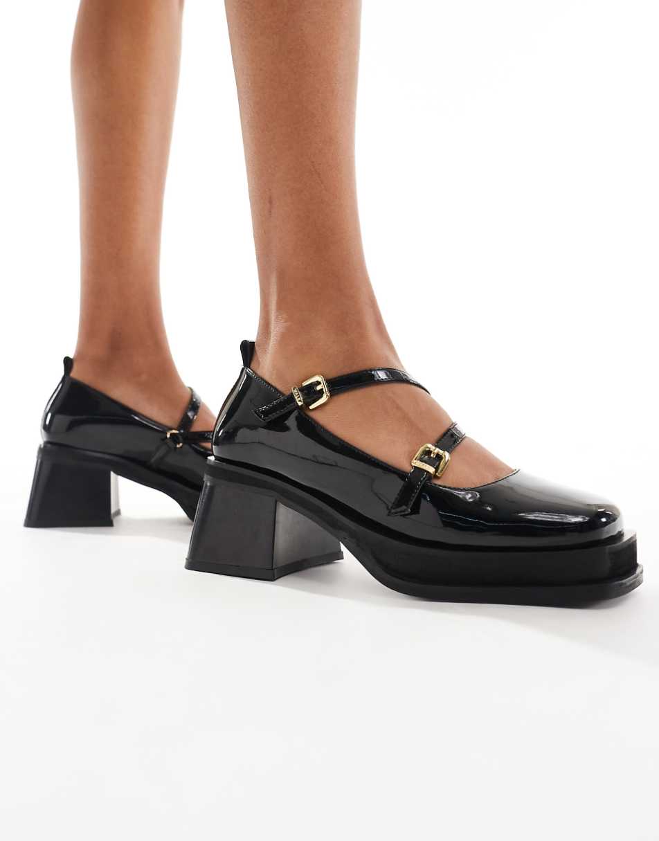 Walk London mary jane flatform shoes in patent black