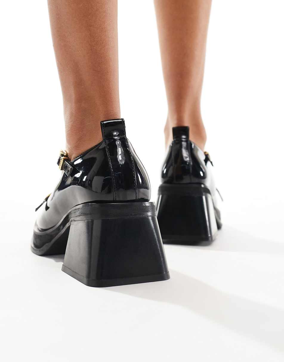 Walk London mary jane flatform shoes in patent black