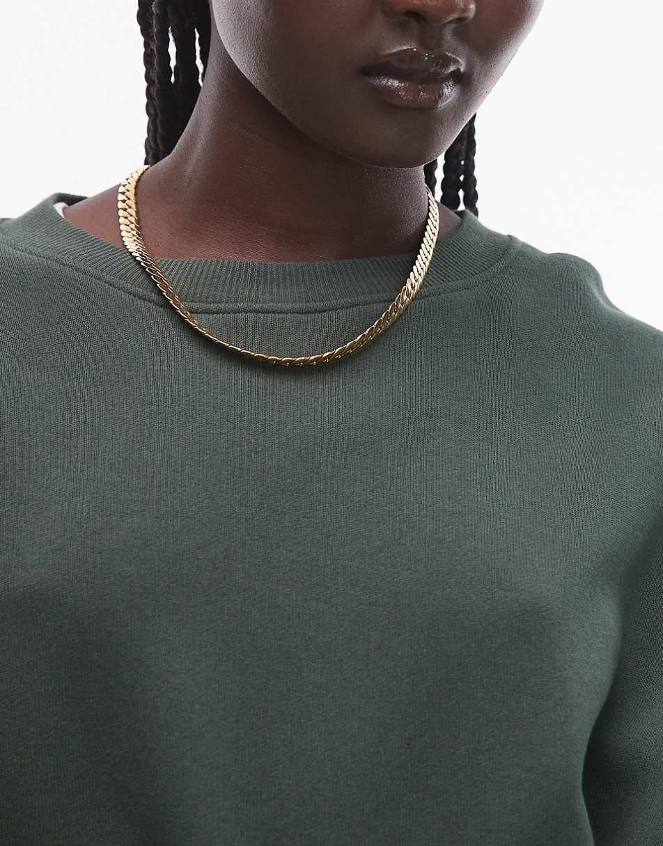 Topshop premium seam detail sweat in dark green - part of a set