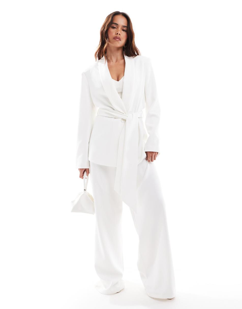 Six Stories Bridal structured shoulder tailored blazer in white - part of a set