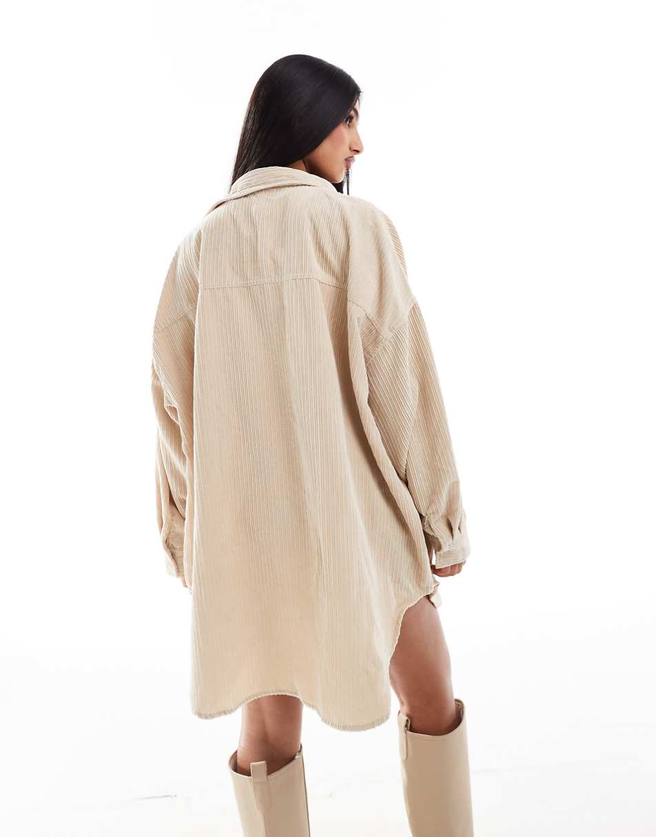 ASOS DESIGN oversized cord shirt in buttermilk - part of a set