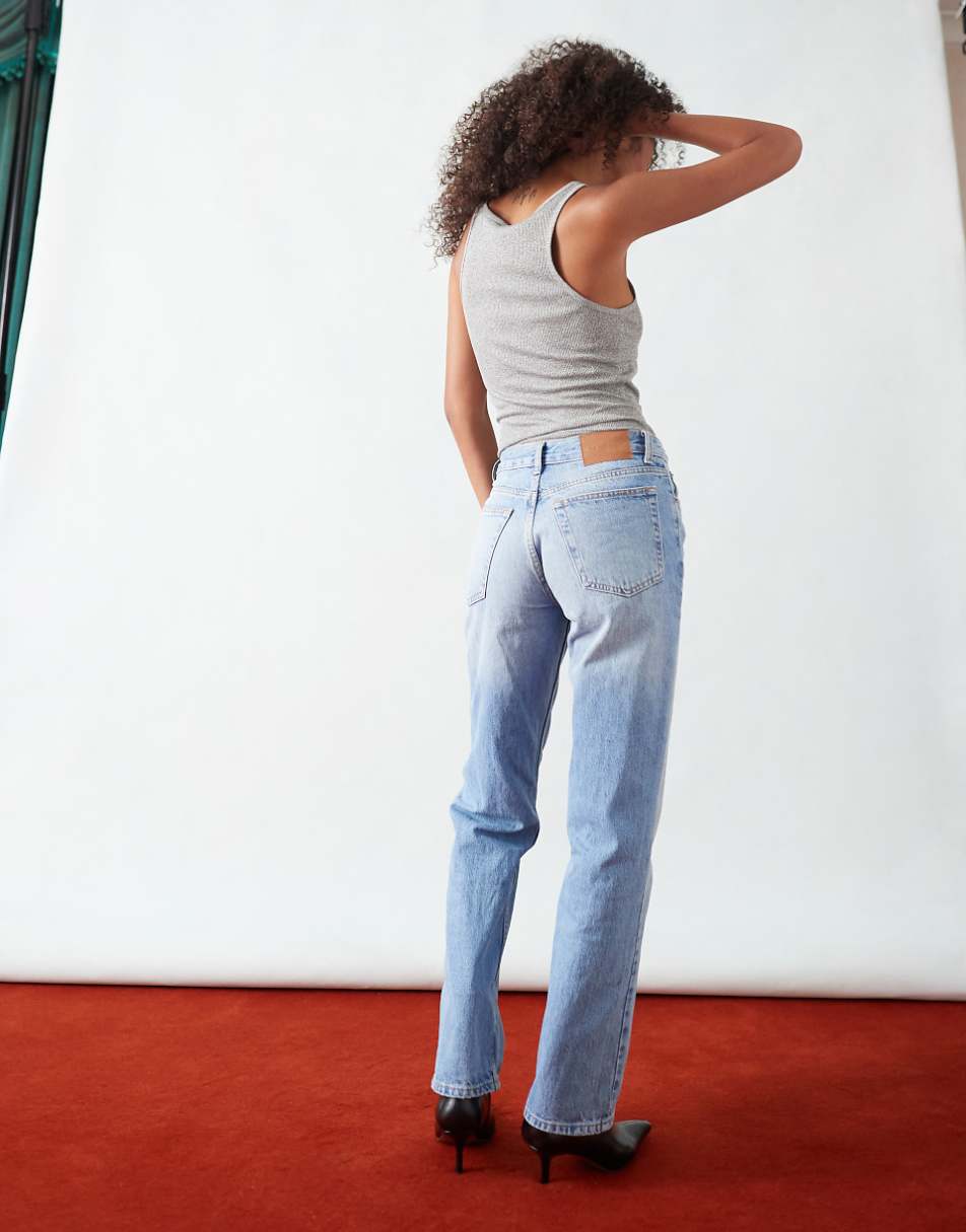 Topshop mid rise Runway jeans in bleach