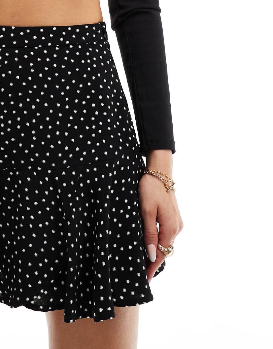 Stradivarius polka dot skort in black