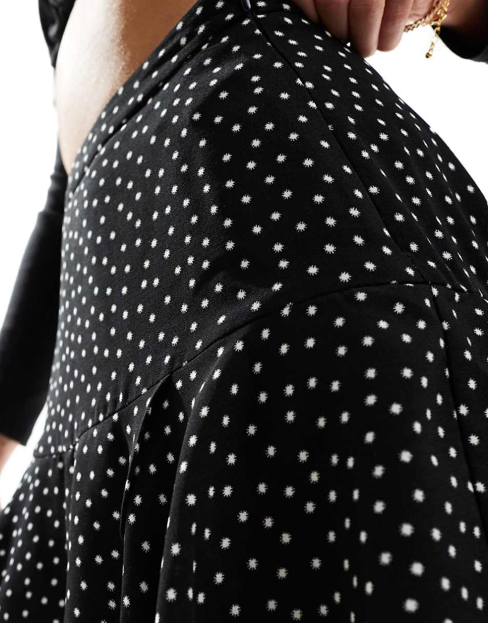 Stradivarius polka dot skort in black