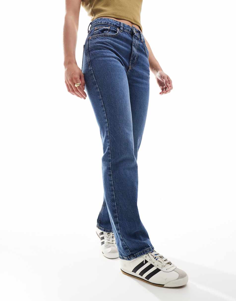 Stradivarius Petite straight leg jeans in dark blue