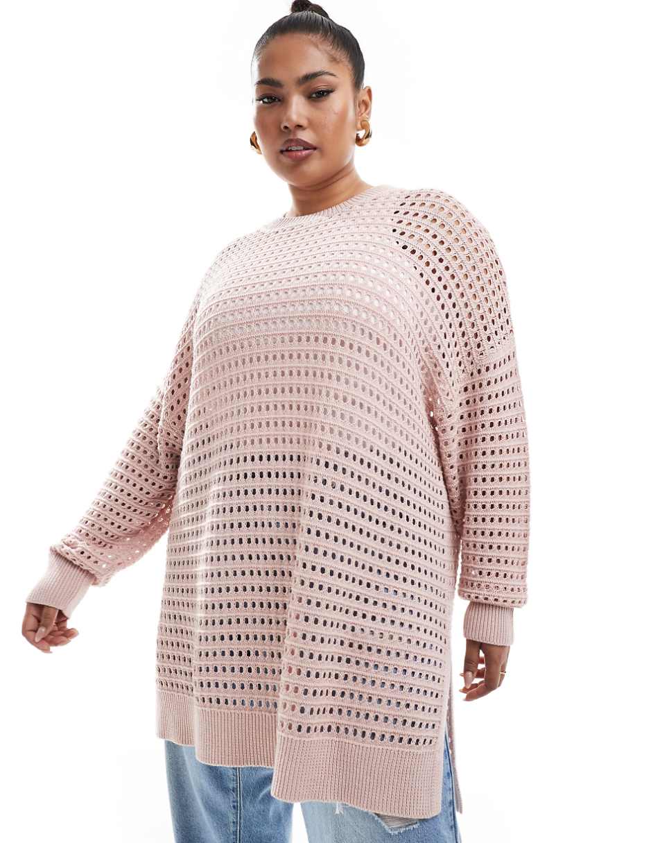 Yours crochet sweater in light pink