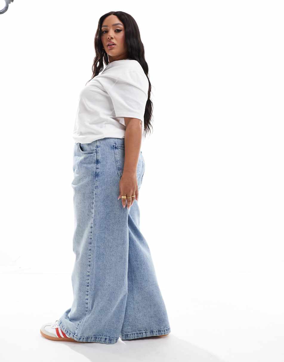 ASOS DESIGN Curve pull on jeans in light blue