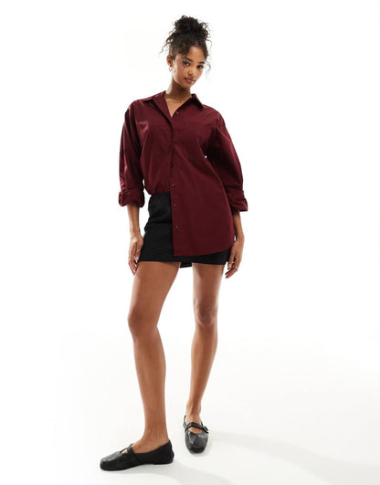 ASOS DESIGN oversized shirt in burgundy