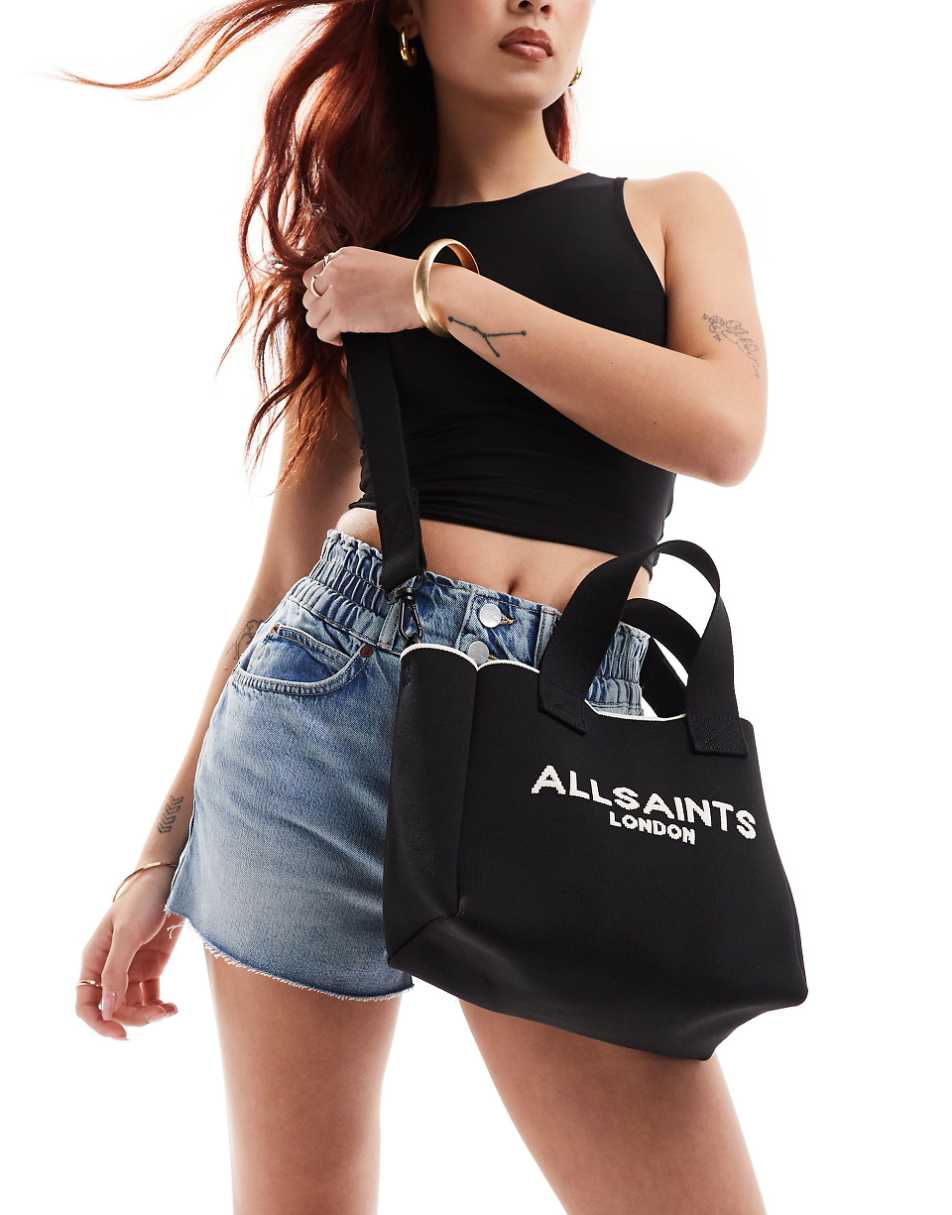 AllSaints Izzy mini tote bag in black