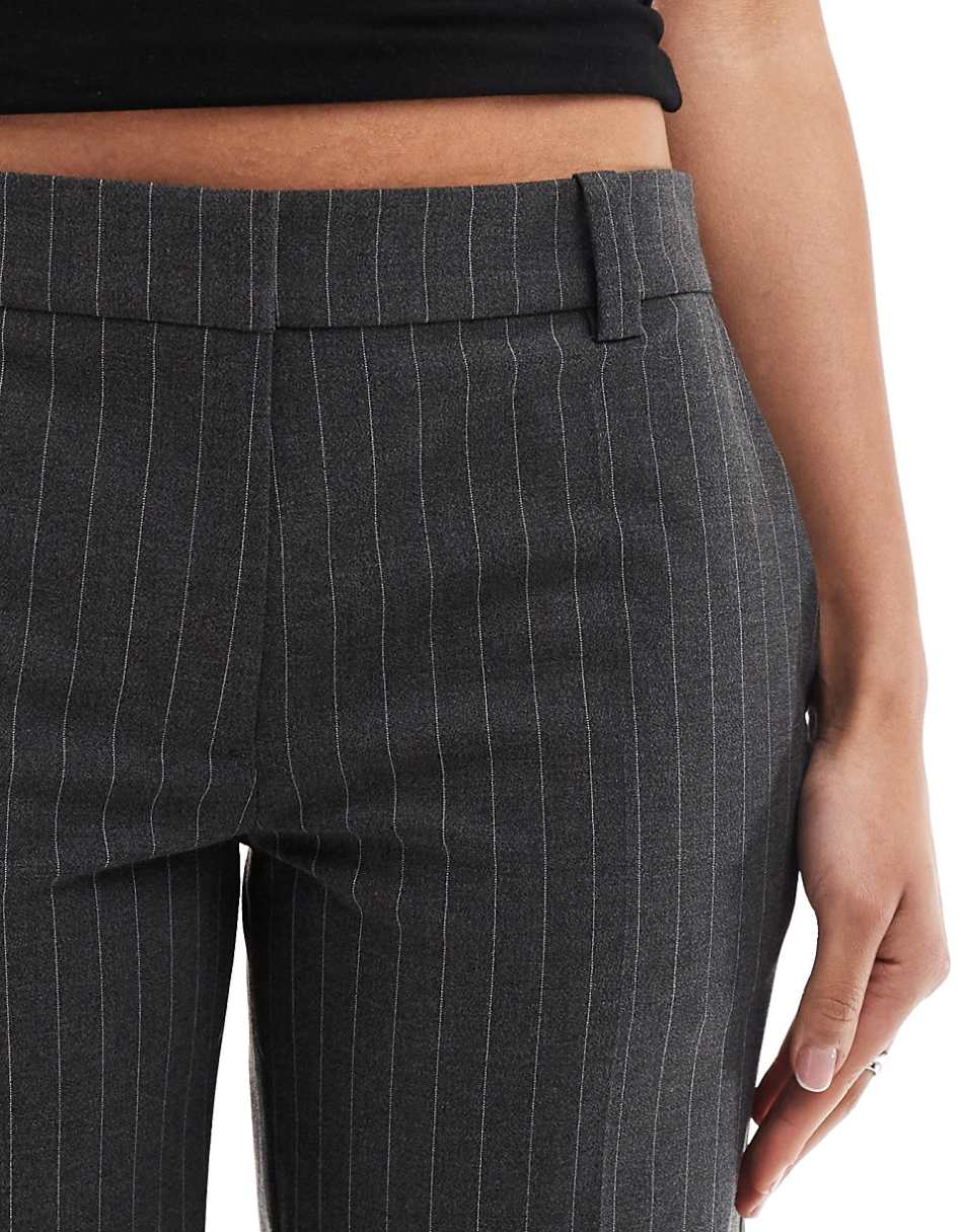 Weekday Esi tailored shorts in gray pinstripe