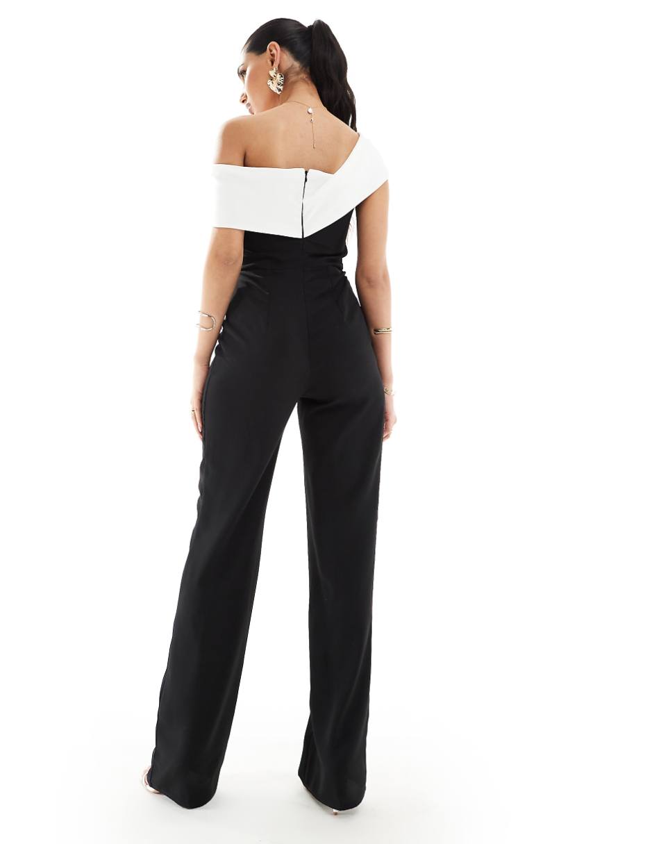 Vesper bandeau contrast jumpsuit in monochrome