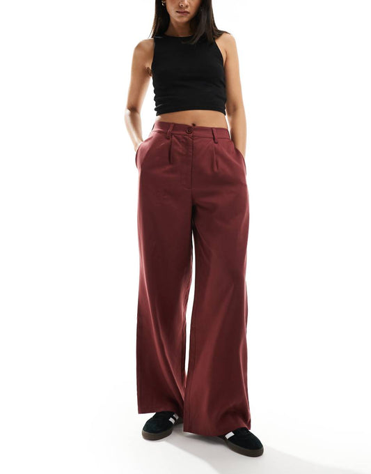 ASOS DESIGN dad pants in washed burgundy