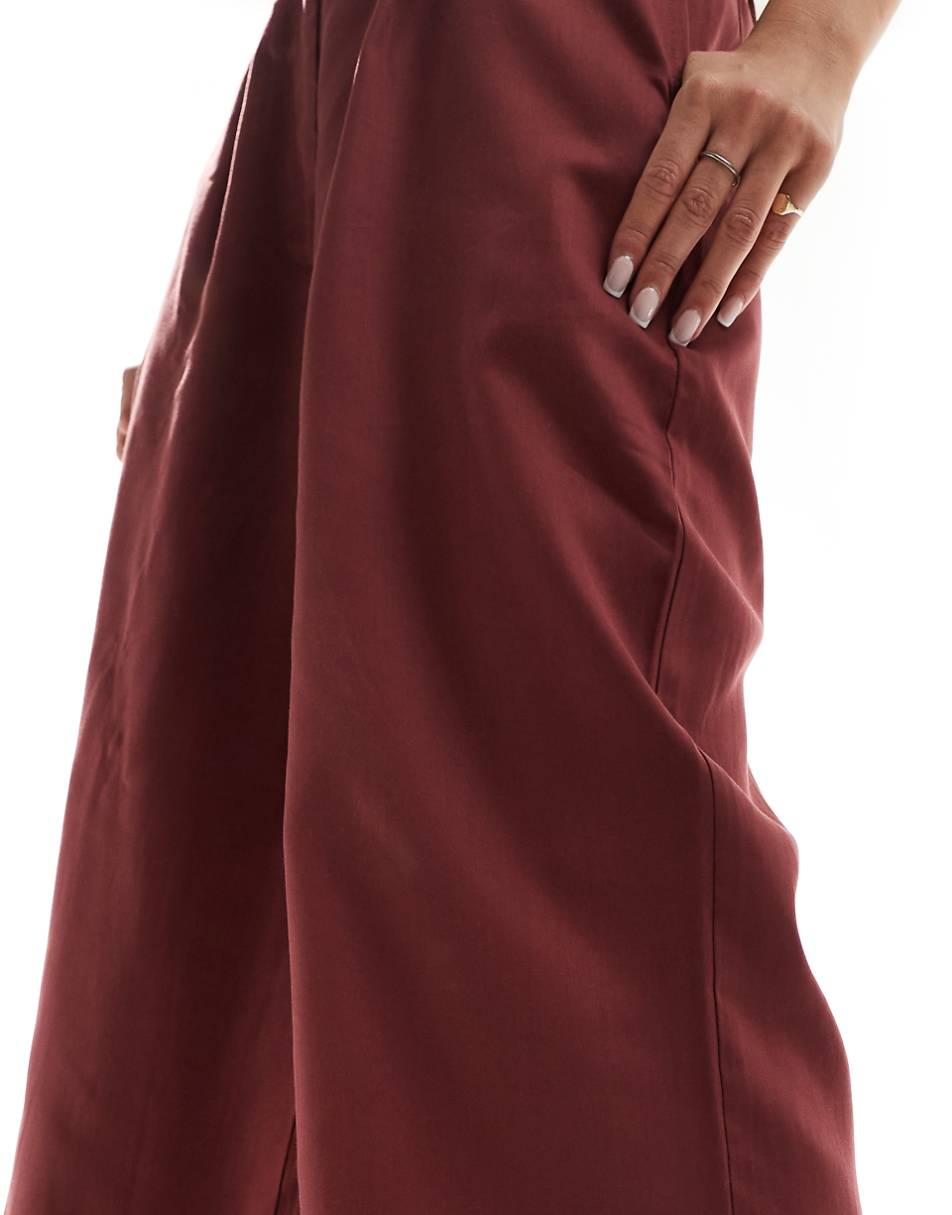 ASOS DESIGN dad pants in washed burgundy