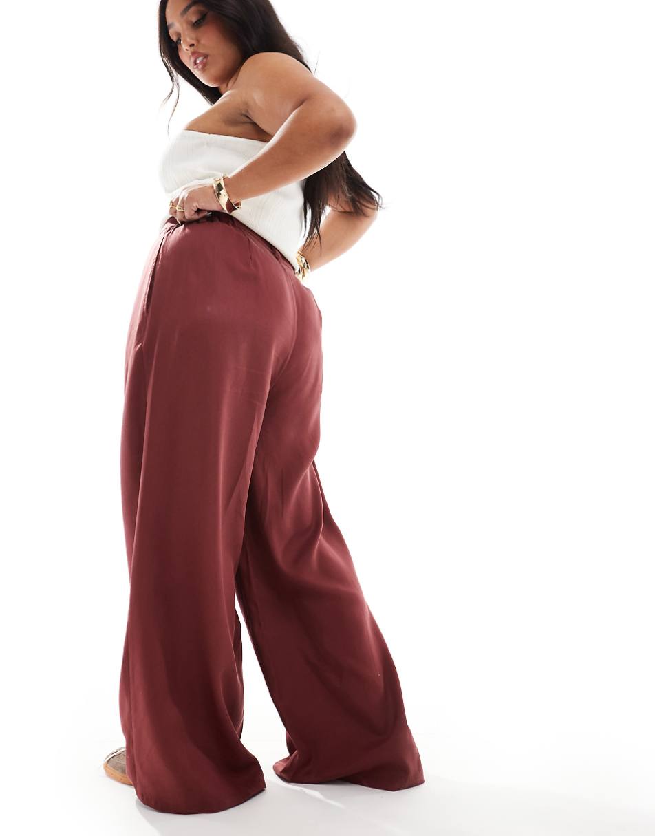 ASOS DESIGN Curve dad pants in washed burgundy