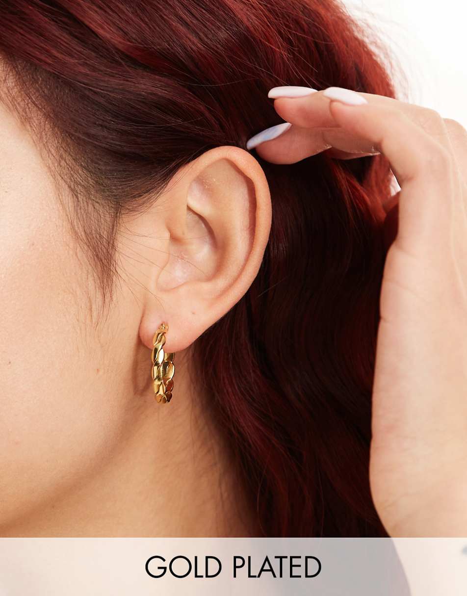 Lost Souls stainless steel braided hoop earrings in 18k gold plated