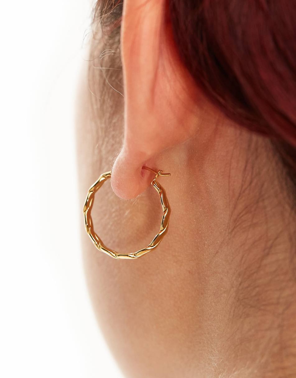 Lost Souls stainless steel braided hoop earrings in 18k gold plated