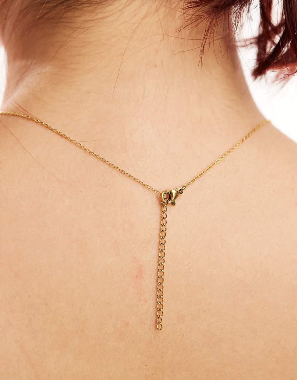 Lost Souls stainless steel pearl necklace in 18k gold plated