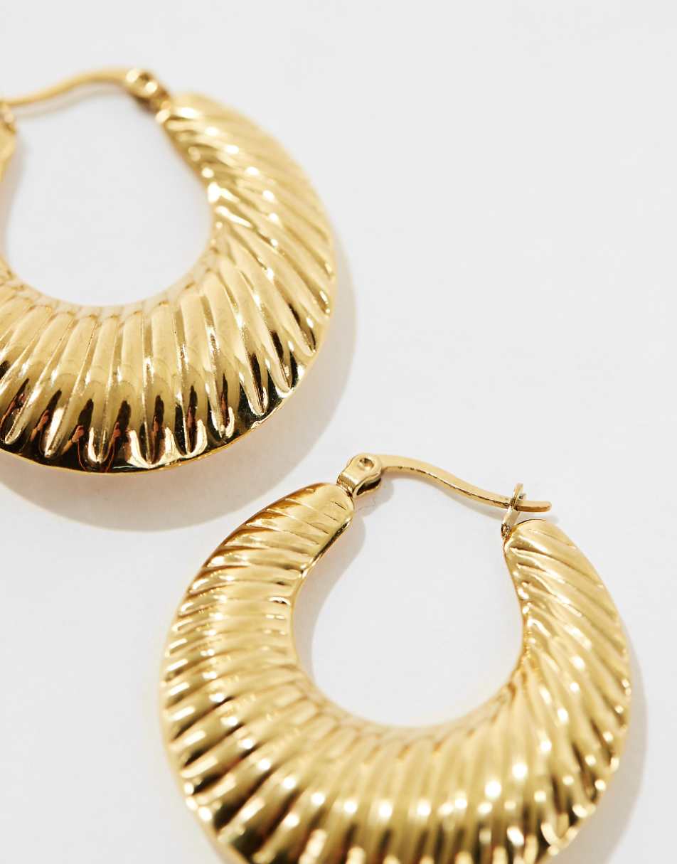 Lost Souls stainless steel 80s volume hoop earrings in 18k gold plated