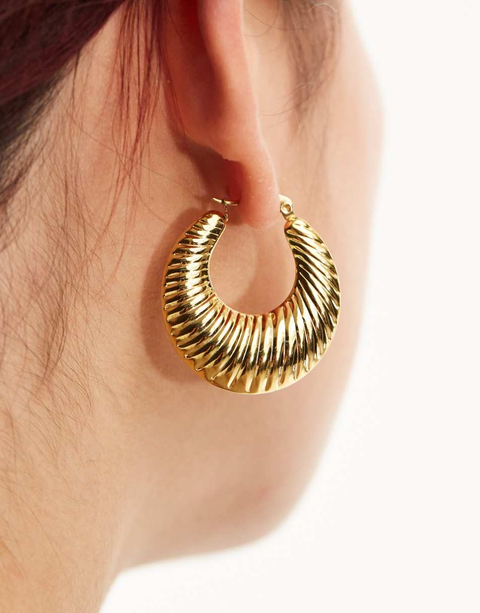 Lost Souls stainless steel 80s volume hoop earrings in 18k gold plated