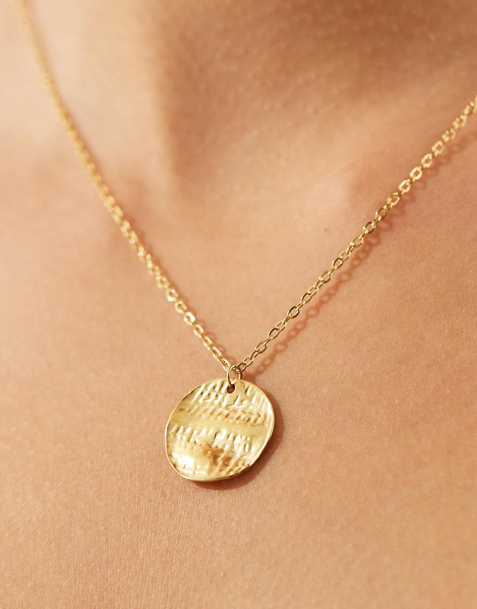 Lost Souls stainless steel disc pendant necklace in 18k gold plated