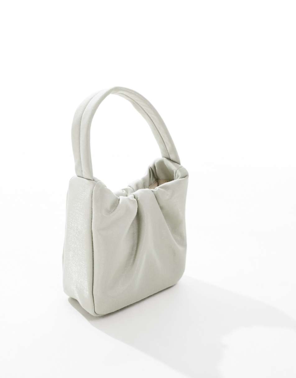 ASOS DESIGN grab bag with ruched front in silver