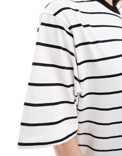 ASOS DESIGN oversized midaxi T-shirt dress in white and black stripe